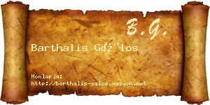 Barthalis Gálos névjegykártya